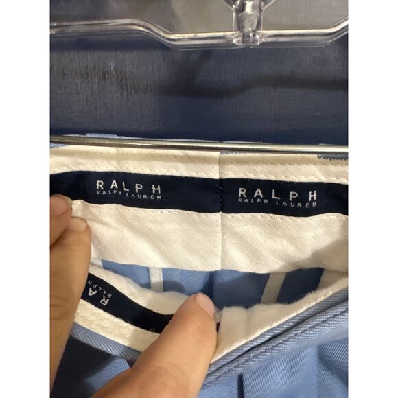 Ralph Lauren Mens Light Blue Cotton Pants Size 40/31 Flat Front Slim Fit Tailore - Picture 3 of 5